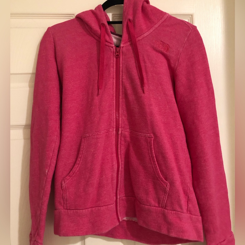 The North Face hot pink heather cotton zip jacket